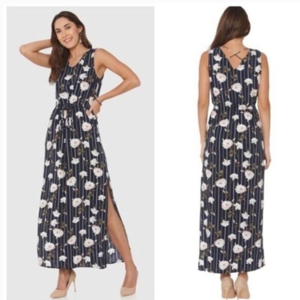 Vero Moda Simply Easy Tank Maxi Dress Night Sky black and white floral XS NWT